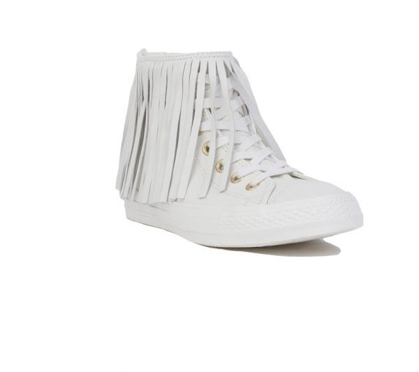 Off white fringed high top sneakers